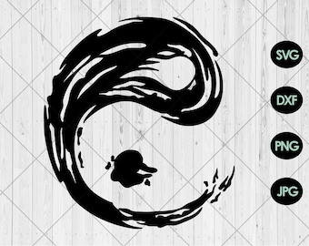 Yin Yang Ink Splash Svg, Cool Yin Yang Sign Svg, Yin Yang Symbol