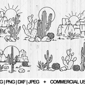 Cactus scene svg bundle, Desert landscape svg, dxf, png, jpg, Cactus desert svg, Arizona svg, Succulent svg, Western svg, Instant Download
