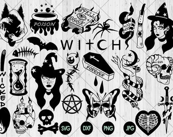 Witchcraft svg bundle, Mystical witch svg, dxf, png, jpg, Witchy svg, Gothic witch svg, Wiccan magic svg, Witch items svg, Instant Download