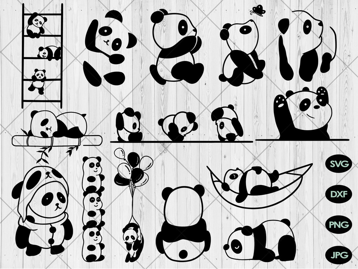 Funny Cute Panda Svg Bundle Baby Panda Svg Dxf Png Jpg - Etsy
