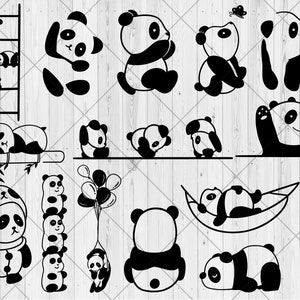 Divertido lindo panda svg bundle, Baby panda svg, dxf, png, jpg, Panda bear svg, Sleepy panda svg, Cartoon panda bundle svg, Instant Download