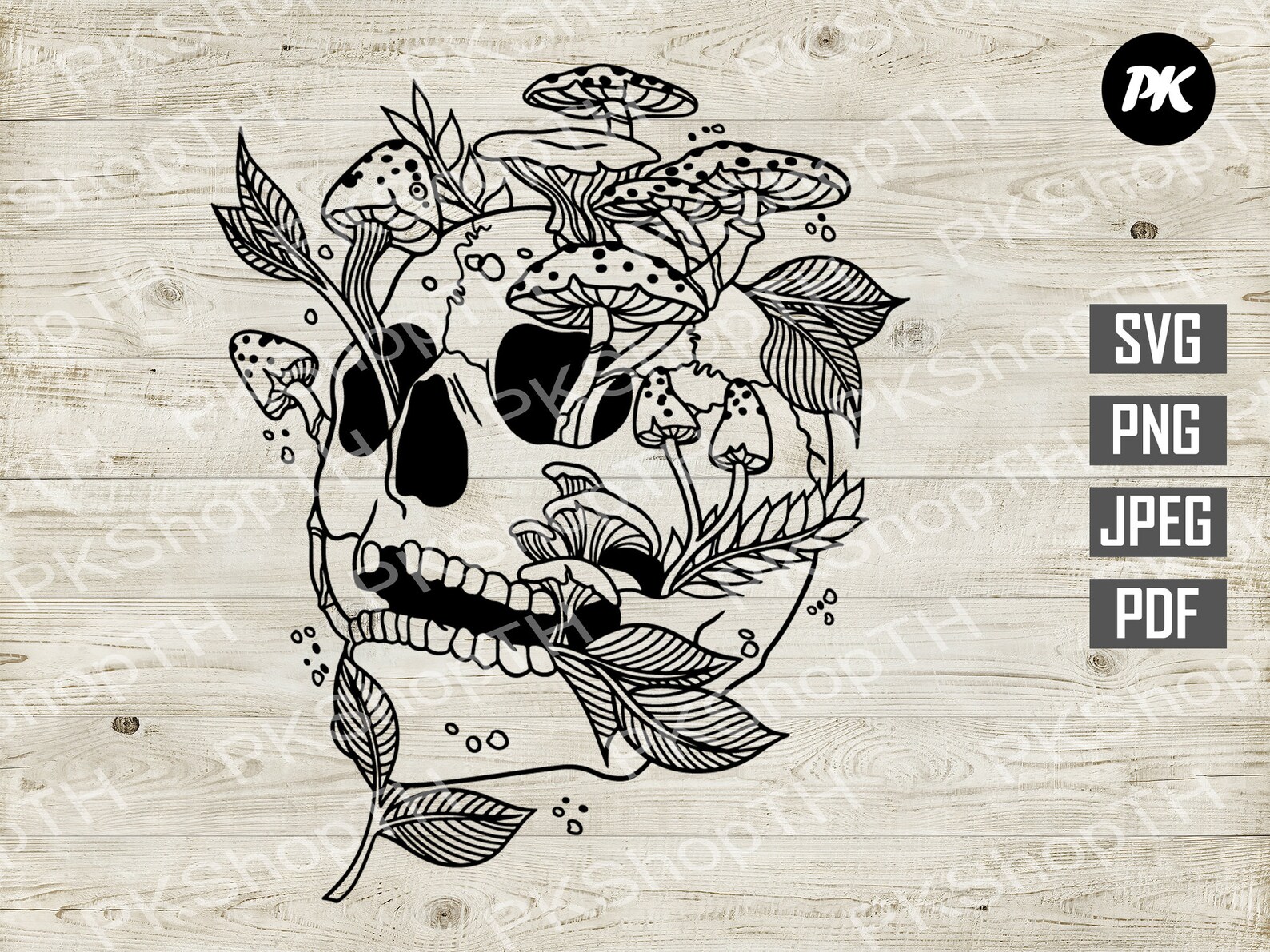 Mushroom skull svg Skull with mushroom svg png pdf jpg Etsy