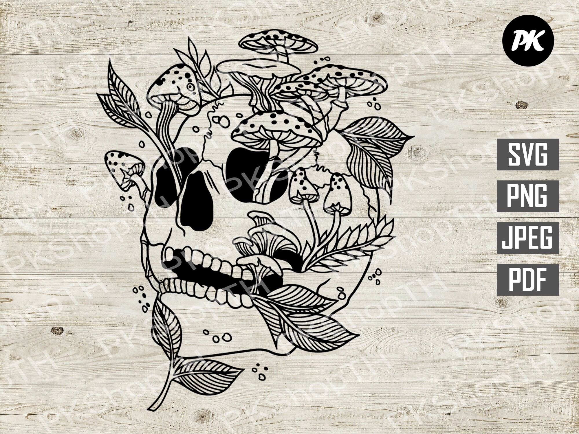 Mushroom skull svg Skull with mushroom svg png pdf jpg | Etsy