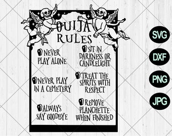 Ouija Regeln svg, Ouija Brett svg, Dead Spirit Brettspiel svg, dxf, png, jpg, Ouija planchette svg, Spirit Board svg, Instant Download