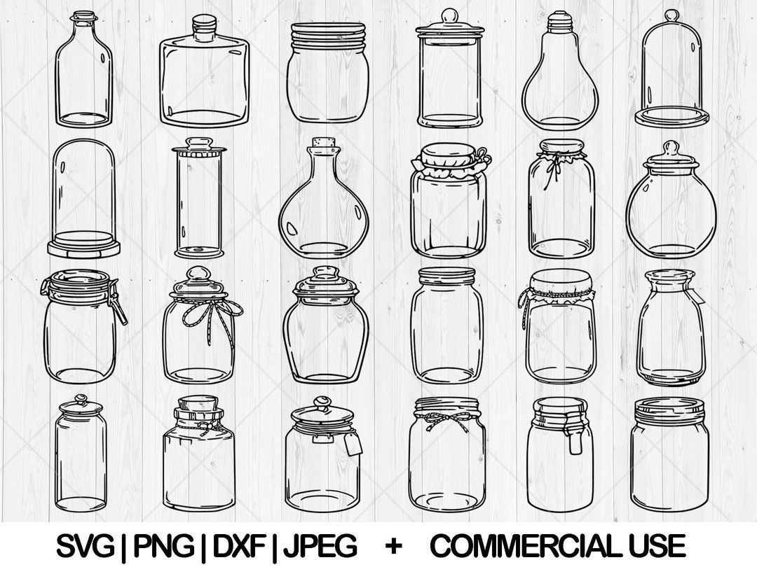 Mason Jar Svg Bundle, Glass Jar Svg, Dxf, Png, Jpg, Ball Jar Svg