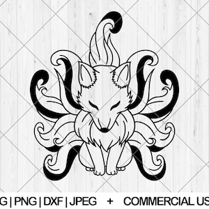 9 Schwanz Fuchs svg, Kitsune svg, dxf, png, jpg, Neunschwanzfuchs svg, Niedlicher kleiner Fuchs svg, Baby Fuchs svg, Anime kitsune Fuchs svg, Instant Download