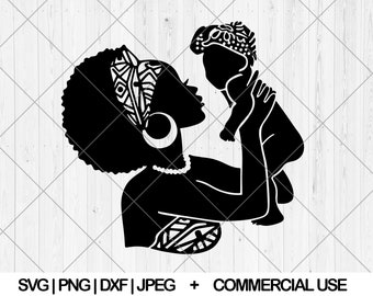 Black mama with baby svg, Mother holding baby svg, dxf, jpg, png, Mom and child svg, Afro mom and baby svg,Mother's day svg,Instant Download