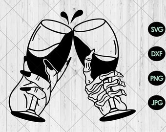 Hands holding wine glass svg, Skeleton hand holding wine glass svg, dxf, png, jpg, Wine o clock svg, Drinking wine svg, Instant Download