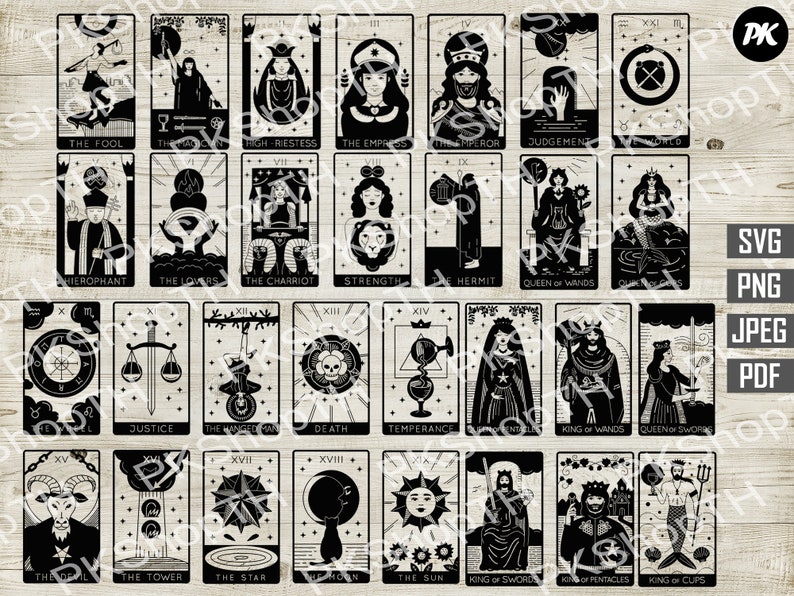 Download 30 Tarot Card svg bundle Tarot card set svg png pdf jpg | Etsy