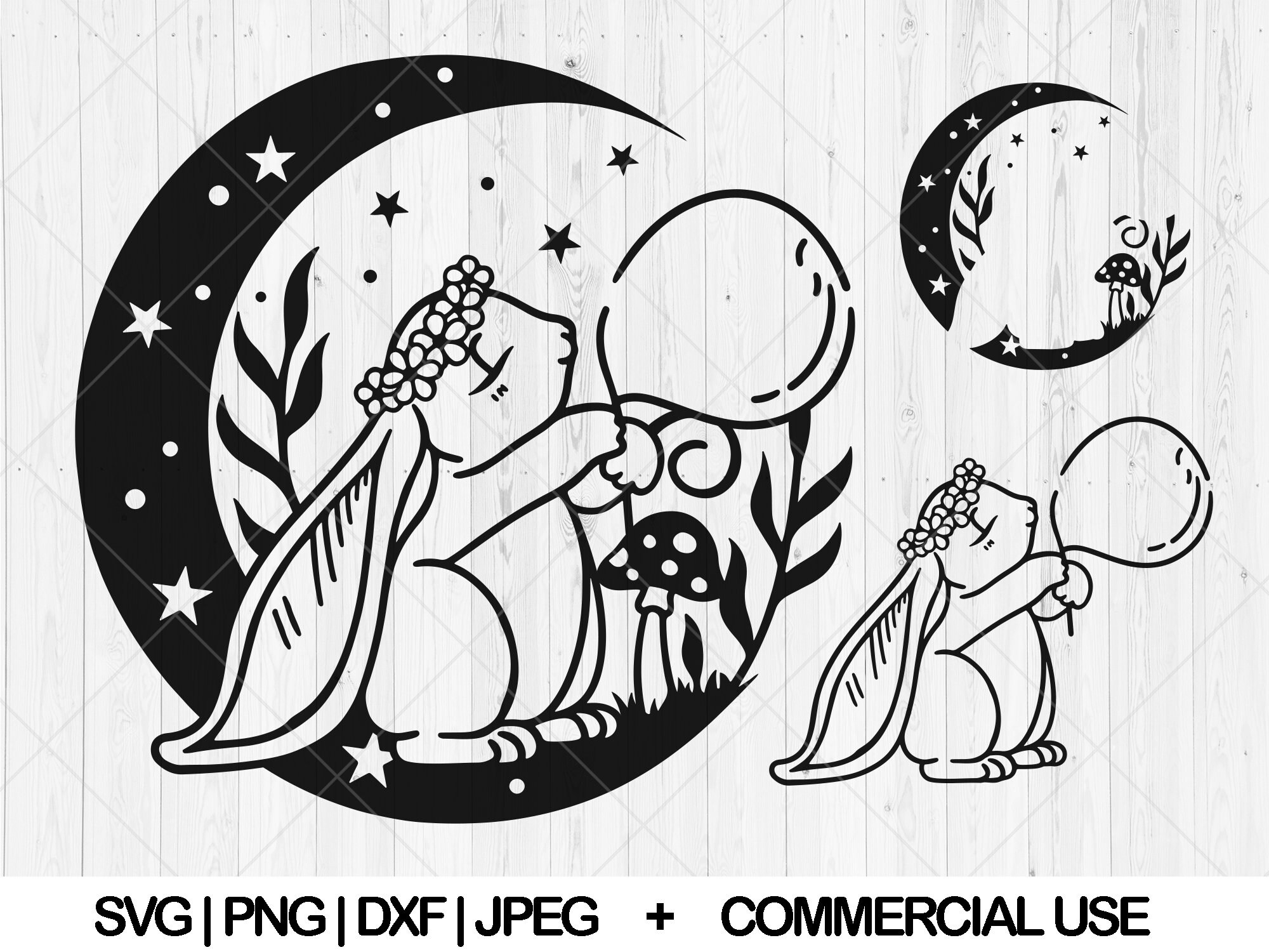 Bunny on the moon svg, Moon Bunny svg, dxf, png, jpg, Floral Bunny svg, Osterhase svg, Florale Hase svg, Lunar svg, Instant Download