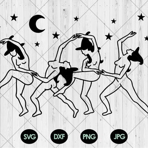 Dancing witch svg, Halloween witch club svg, dxf, png, jpg, Witchcraft svg, Witch vibes svg, Witchy svg, Mystical witch svg,Instant Download