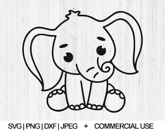 Baby elephant svg, Sweet elephant svg, dxf, png, jpg, Cute elephant svg, Baby boy svg, Baby girl svg, Elephant outline svg, Instant Download