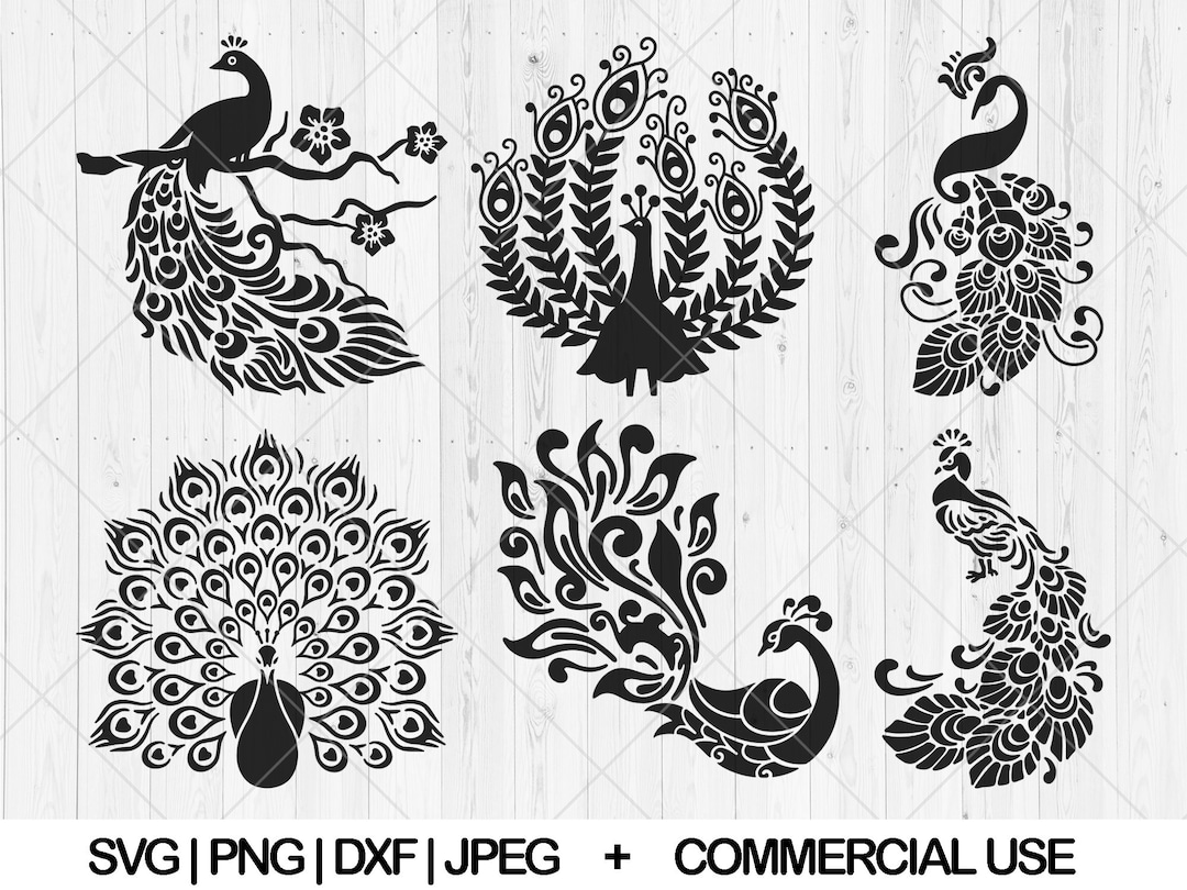 Peacock Svg Bundle, Floral Peacock Svg, Dxf, Png, Jpg, Peacock With