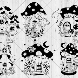 Cute mushroom house svg bundle, Gnome house svg, dxf, png, jpg, Fairy house svg, Mushroom fairy svg, Magic mushroom svg, Instant Download