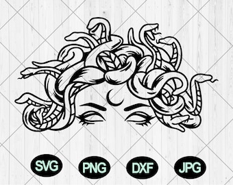 Medusa head svg, Woman snake head svg, dxf, png, jpg, Gorgona svg, Snake face svg, Medusa gorgon svg, Greek god svg, Instant Download