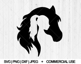 Girl with horse svg, Woman and horse svg, Horse lover svg, Farmhouse horse svg, Girl love horse svg, Horse and girl head svg,Instant Dowload