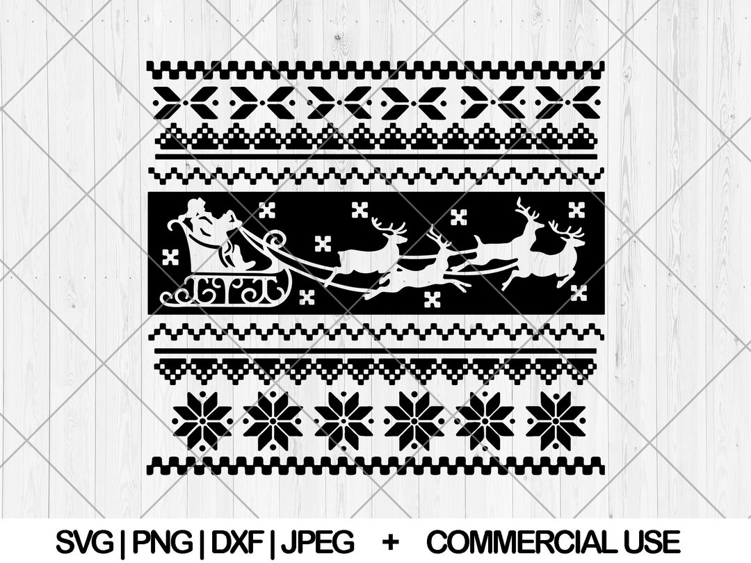Christmas Sweater Pattern Svg, Ugly Sweater Svg, Dxf, Png, Jpg, Nordic ...