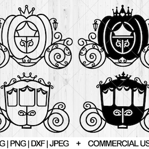 Principessa carrozza svg. Carrozza di zucca in formato svg, dxf, png, jpg, carrozza di cavalli in formato svg, fiaba in formato svg, principessa compleanno tema svg, download istantaneo