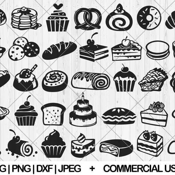 Bakery dessert svg bundle, Cupcake svg, png, dxf, jpg, Cute cake svg, Donut svg, Pastry svg, Baking svg, Pie svg, Baker svg,Instant Download