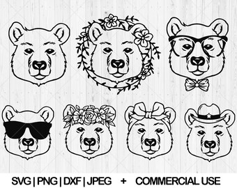 Bear face svg bundel, Bear familie svg, dxf, png, jpg, Floral bear svg, Bear met bloemen svg, Mama bear svg, Papa bear svg, Instant Download