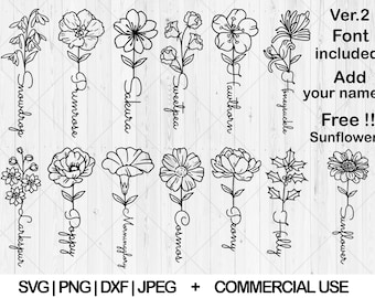 Birth month flowers svg, Birth flowers name svg, dxf, png, jpg, Flower bouquet svg, Birth sign svg, Family name sign svg, Instant Download
