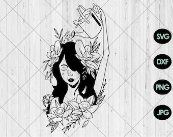 Girl watering herself svg, Floral woman svg, png, dxf, jpg, Girl with flowers head svg, Self love svg, Love yourself svg, Instant Download