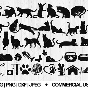 Cat svg bundle, Cute cat svg, dxf, png, jpg, Cat lover svg, Cat elements svg, Cat face svg, Cute kitty svg, Cat Silhouette, Instant Download