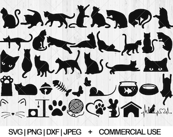 Cat svg bundle, Cute cat svg, dxf, png, jpg, Cat lover svg, Cat elements svg, Cat face svg, Cute kitty svg, Cat Silhouette, Instant Download