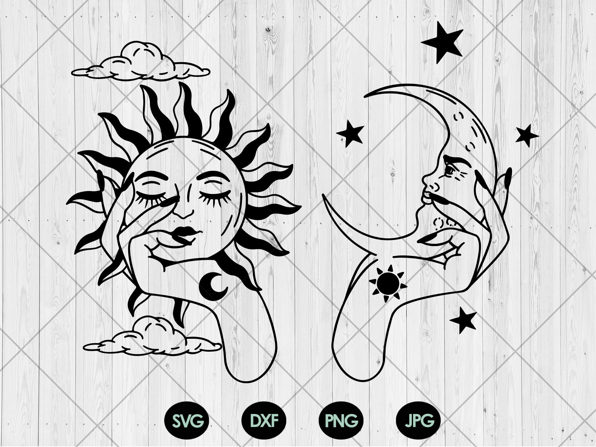 Hand Holding Moon and Sun Svg, the Sun Svg, the Moon Svg