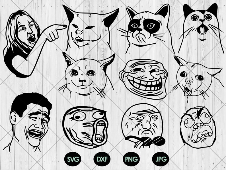 Funny Meme Face Svg Bundle Cat Meme Svg Dxf Png Jpg Funny - Etsy Ireland