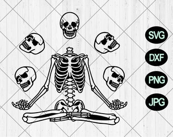 Skeleton meditation svg, Funny skeleton svg,dxf,png,jpg, Meditating skeleton svg, Spooky skeleton skull svg,Funny skull svg,Instant Download