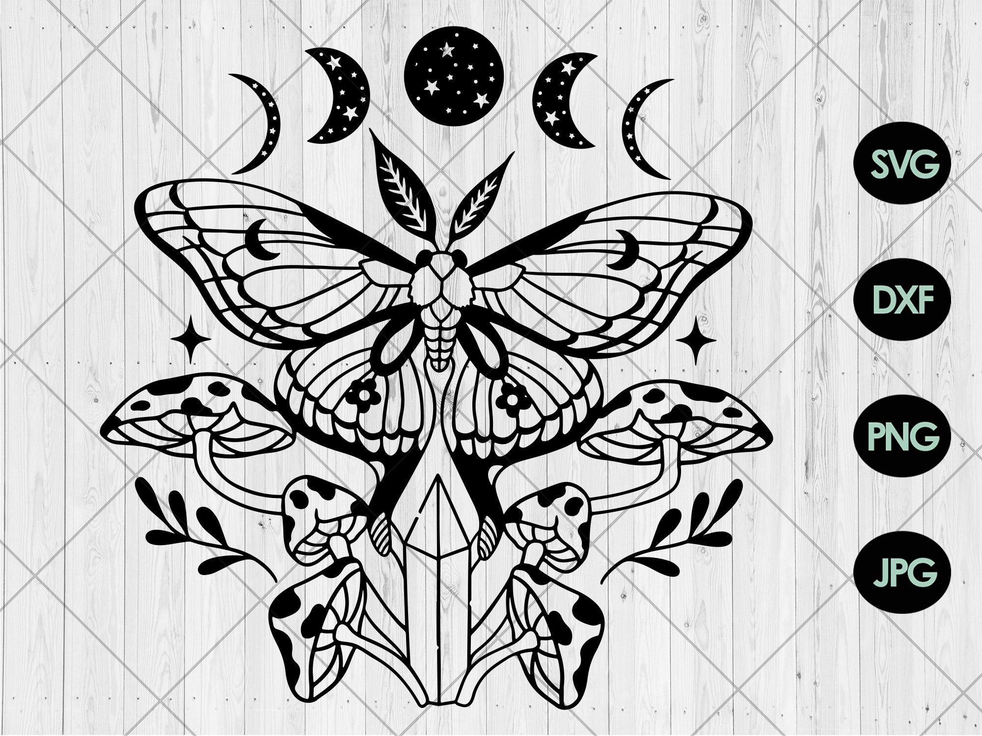 Luna moth svg Celestial magic moth svg dxf png jpg Etsy 日本