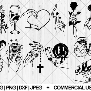 Aesthetic hand svg bundle, Woman hands svg, dxf, png, jpg, Hand holding svg, Witch hand svg, Floral hand svg, Fingers svg, Instant Download