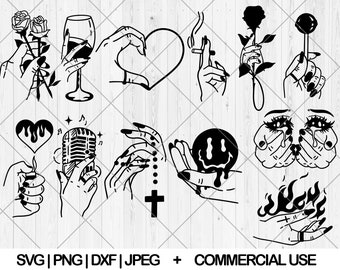 Aesthetic hand svg bundle, Woman hands svg, dxf, png, jpg, Hand holding svg, Witch hand svg, Floral hand svg, Fingers svg, Instant Download