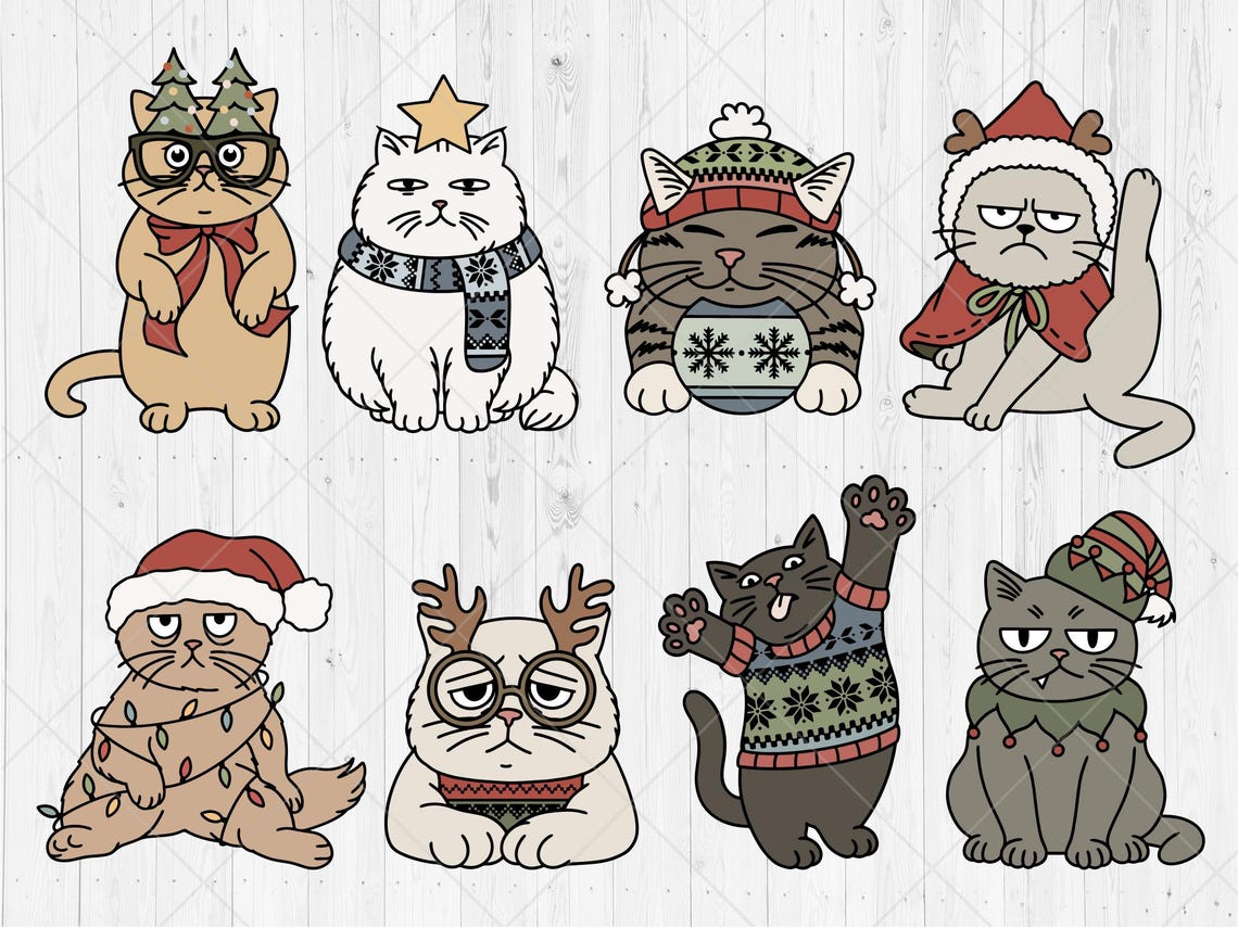 Meowy Christmas Svg Bundle, Funny Cats Meme Svg, Dxf, Png, Eps, Cute ...