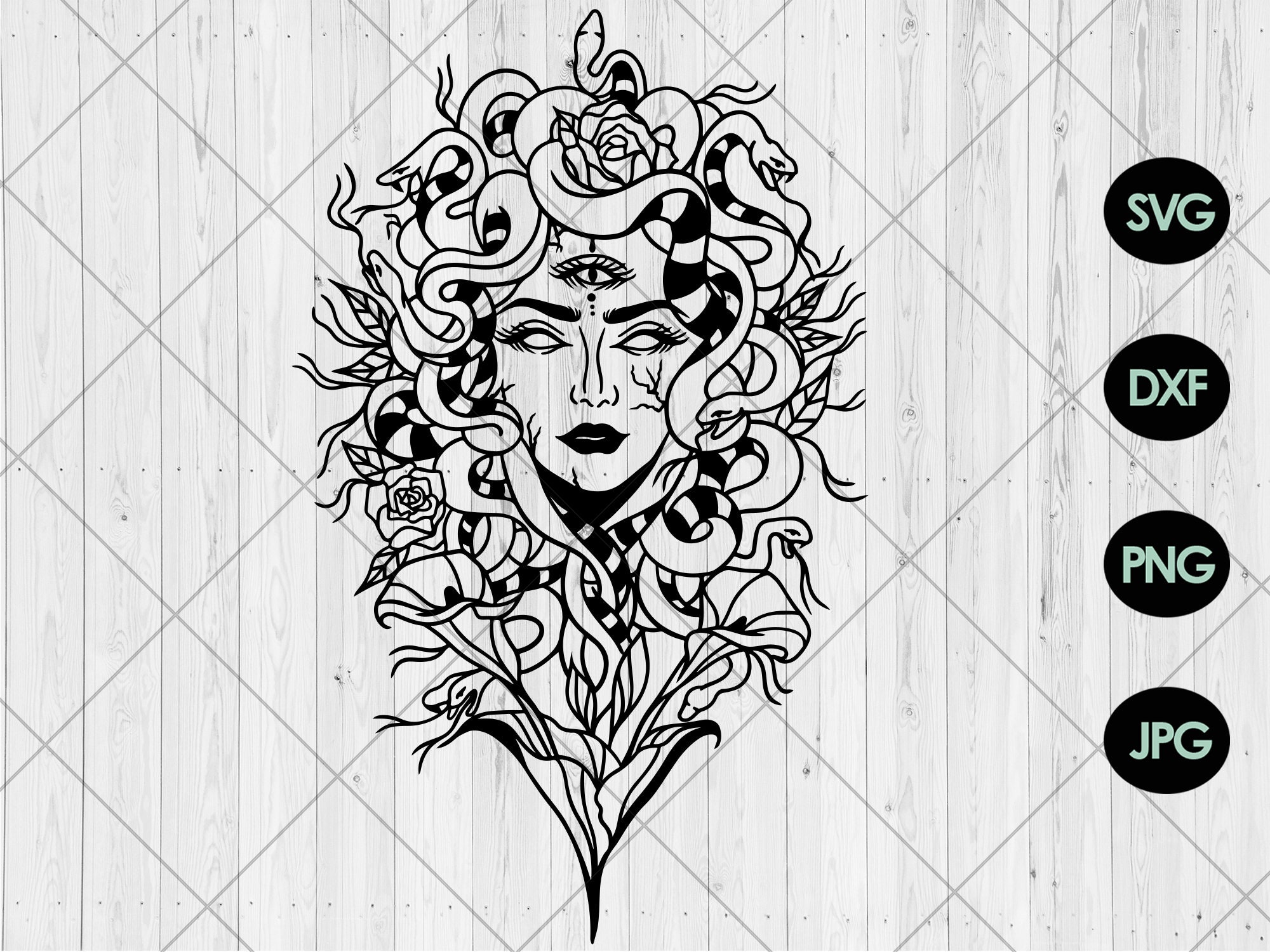 Medusa Svg Floral Medusa Head Svg Dxf Png Jpg Medusa Head Etsy Australia