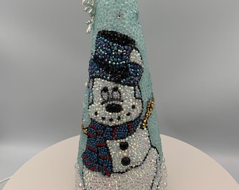 Snowman Mickey Mouse Mosaic Rhinestone Tabletop Christmas Decor