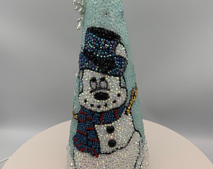 Snowman Mickey Mouse Mosaic Rhinestone Tabletop Christmas Decor