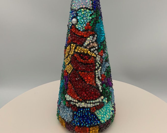 Mosaic Rhinestone 9" Victorian Santa Tabletop Christmas Decor