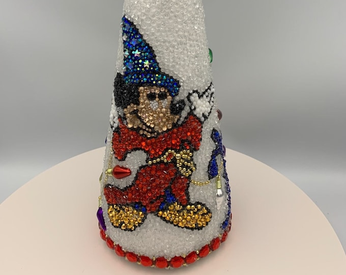 Mickey Mouse Fantasia Mosaic Rhinestone Tabletop Tree Christmas Decor