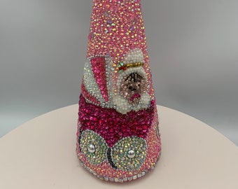 CLEARANCE! Rhinestone Mosaic Baby Girl's First Christmas 9" Tree Holiday Decor