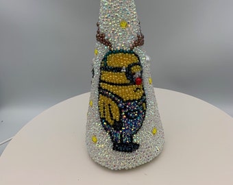 CLEARANCE! Minions Santa and Reindeer Petite 9" Mosaic Rhinestone Christmas Tree Holiday Decor