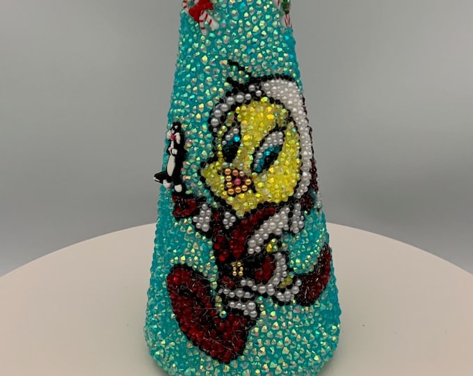Rhinestone Mosaic Tweety Bird 9" Tabletop Christmas Tree Decor