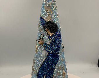 Tribute to Neil Diamond Rhinestone Tabletop Christmas Tree Ornament