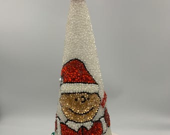 Santa Charlie is Ready to Bring Christmas Joy!  Tabletop Rhinestone Tree