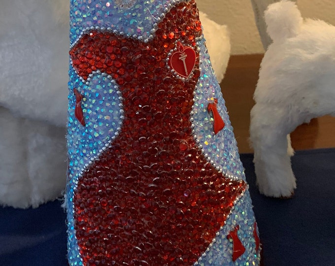 CLEARANCE! Women's American Heart Tribute Rhinestone Tabletop Christmas Tree Holiday Decor