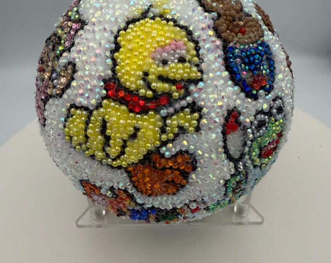 LARGE 5" Rhinestone Christmas Ornament Ball featuring the Muppet Babies
