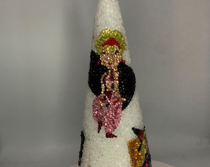 Nostalgic 1960s Television Rhinestone Tabletop Christmas Tree