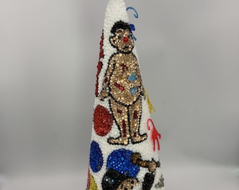 Nostalgic Classic Toys from the 60s Rhinestone Tabletop Tribute Tree