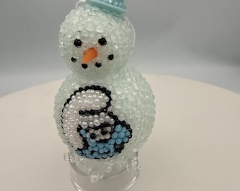 NEW! 4" Smurf Light Blue Rhinestone Snowman Ornament